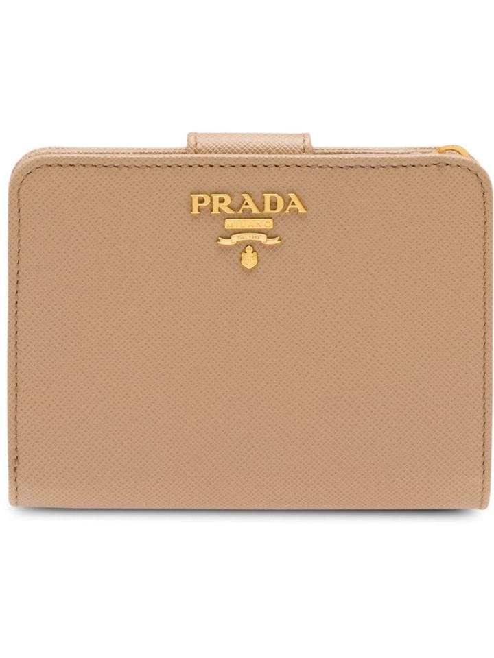 Prada Small Leather Wallet - Neutrals