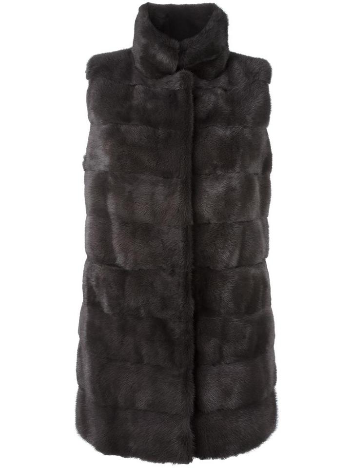 Arma Long Length Gilet, Women's, Size: 34, Grey, Cashmere/mink Fur