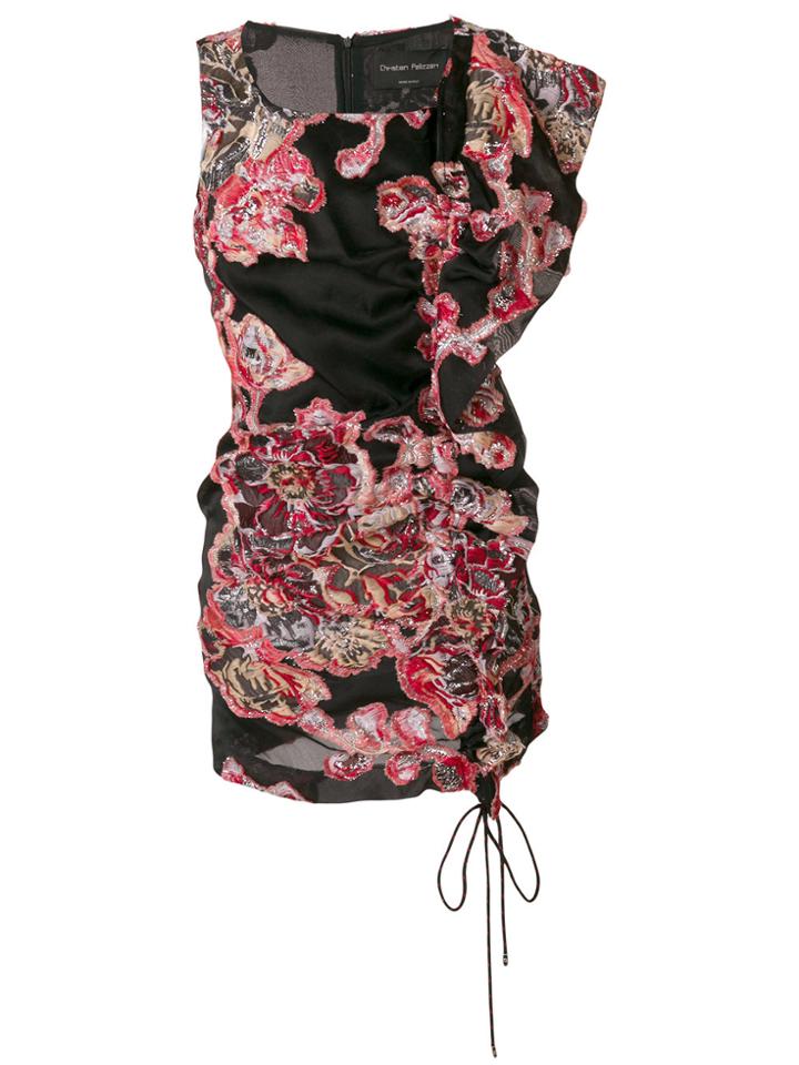 Christian Pellizzari Sequin Ruched Mini Dress - Black