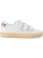 Burberry Strap Detail Perforated Check Leather Sneakers - White