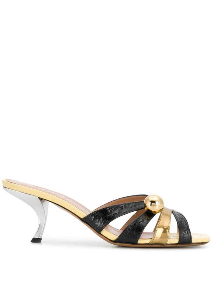 Marni Strappy Square Toe Mules - Black