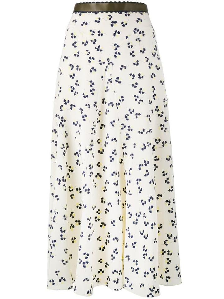 Roksanda Moraya Floral Print Skirt, Women's, Size: 10, Nude/neutrals, Silk/leather