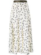 Roksanda Moraya Floral Print Skirt, Women's, Size: 10, Nude/neutrals, Silk/leather