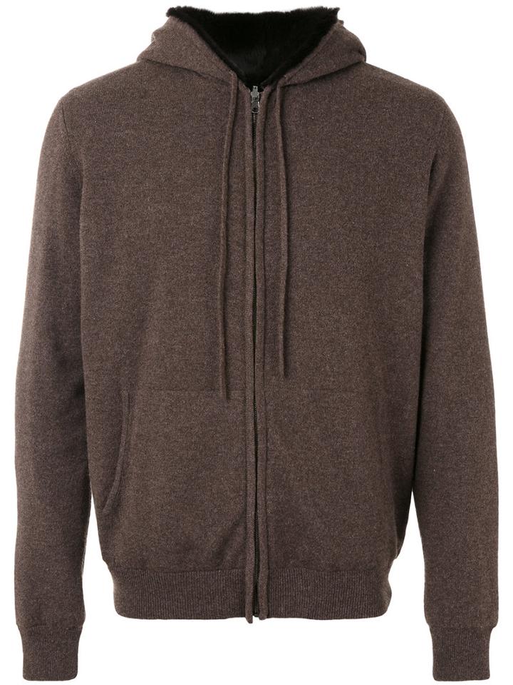 Liska - Fur Lined Hoodie - Unisex - Cashmere/weasel - L, Brown, Cashmere/weasel