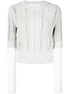 Veronica Beard Shirt Cuff Knitted Top - Grey