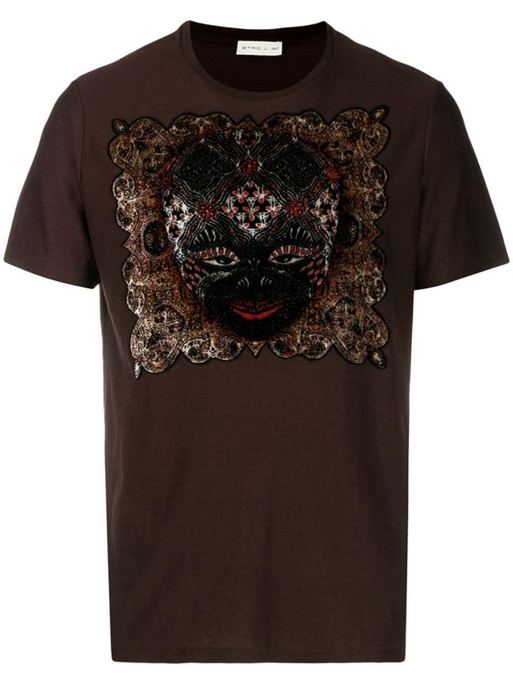 Etro Face Print T-shirt - Brown