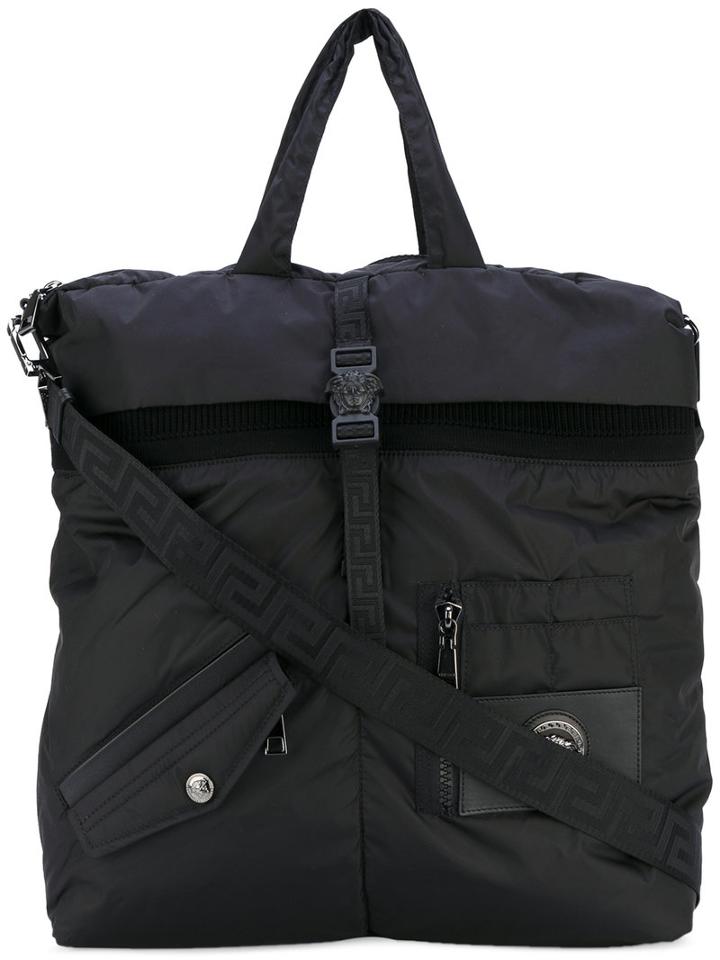 Versus - Logo Plaque Shoulder Bag - Men - Cotton/nylon/polyester - One Size, Black, Cotton/nylon/polyester