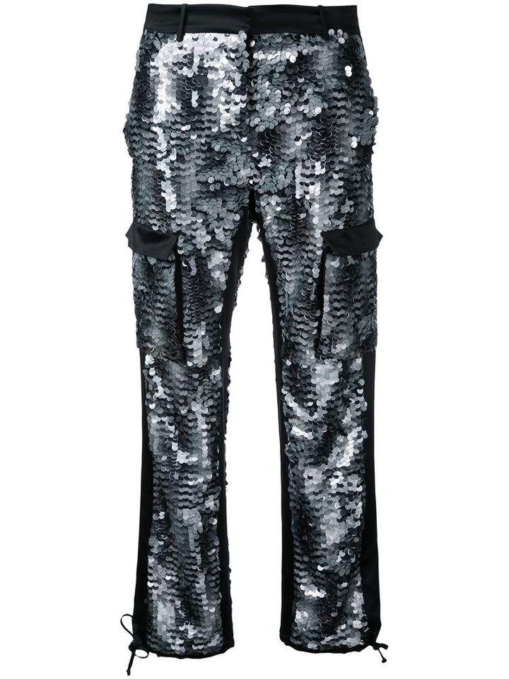 Redemption - Sequin Embellished Cargo Trousers - Women - Silk/polyester - 42, Black, Silk/polyester