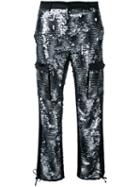Redemption - Sequin Embellished Cargo Trousers - Women - Silk/polyester - 42, Black, Silk/polyester