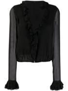 Gucci Pre-owned 2000's Sheer Ruffled Blouse - Black