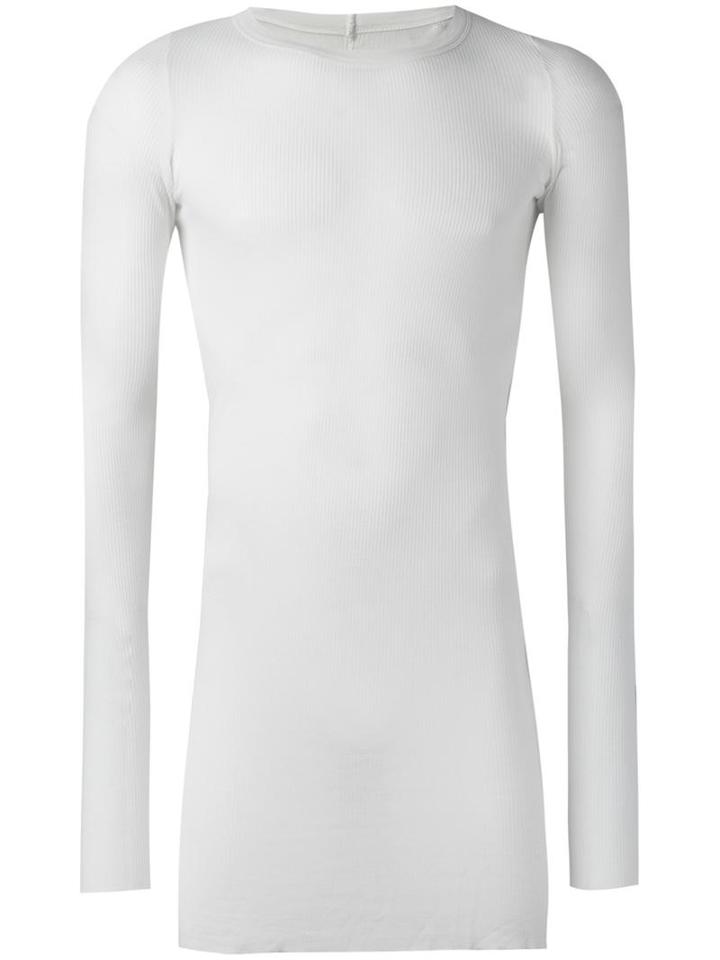 Long Length T-shirt, Men's, Size: Medium, White, Viscose/silk, Rick Owens