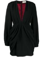 Sara Battaglia Draped Mini Dress - Black