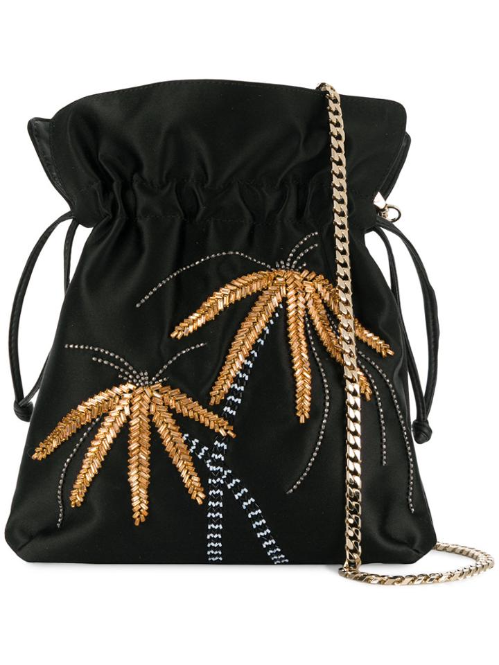 Les Petits Joueurs Metal Palm Tree Shoulder Bag - Black