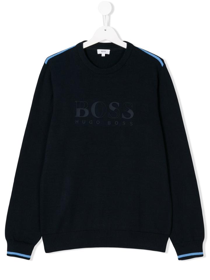 Boss Kids Crewneck Logo Sweater - Blue