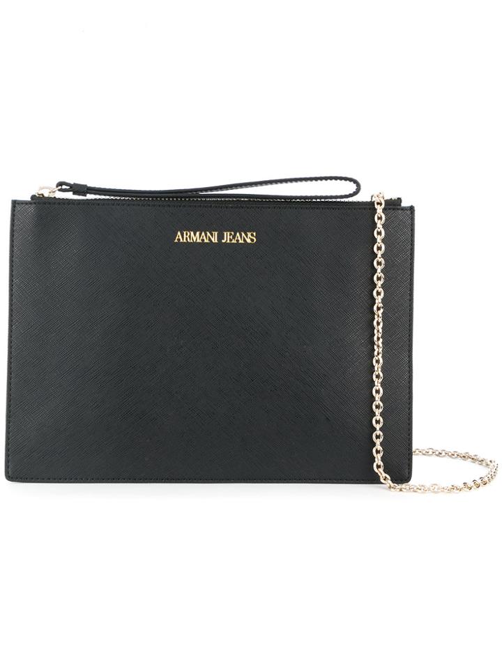 Armani Jeans Saffiano Effect Pouch Clutch - Black