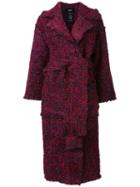 Lalo Belted Tweed Coat, Women's, Size: Medium/large, Red, Angora/mohair/wool