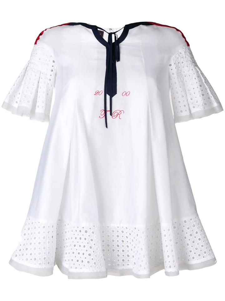 Talbot Runhof Eyelet Detail Top - White