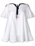 Talbot Runhof Eyelet Detail Top - White