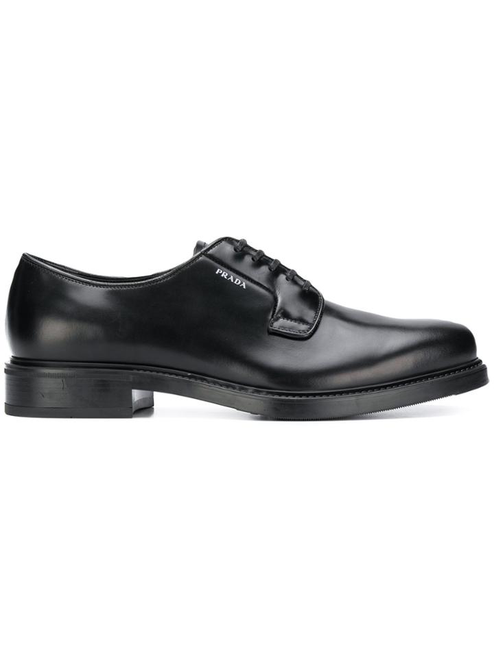 Prada Logo Lace-up Shoes - Black