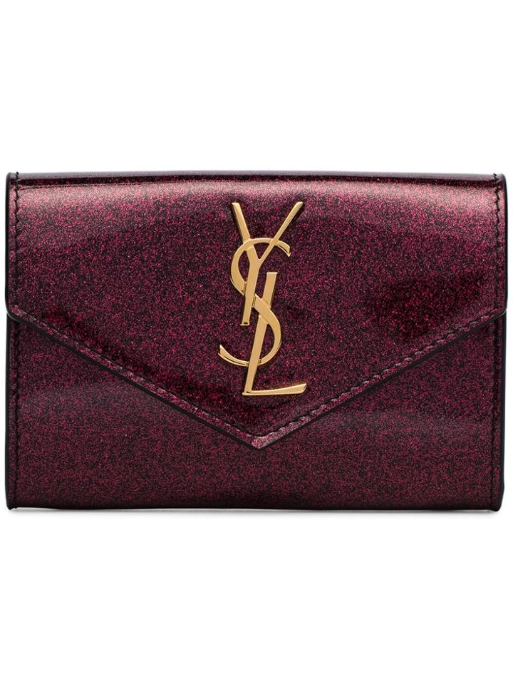 Saint Laurent Glitter Envelope Wallet - Pink