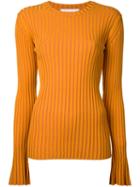 Le Ciel Bleu Pleated Jumper, Women's, Size: 38, Yellow/orange, Polyester/rayon