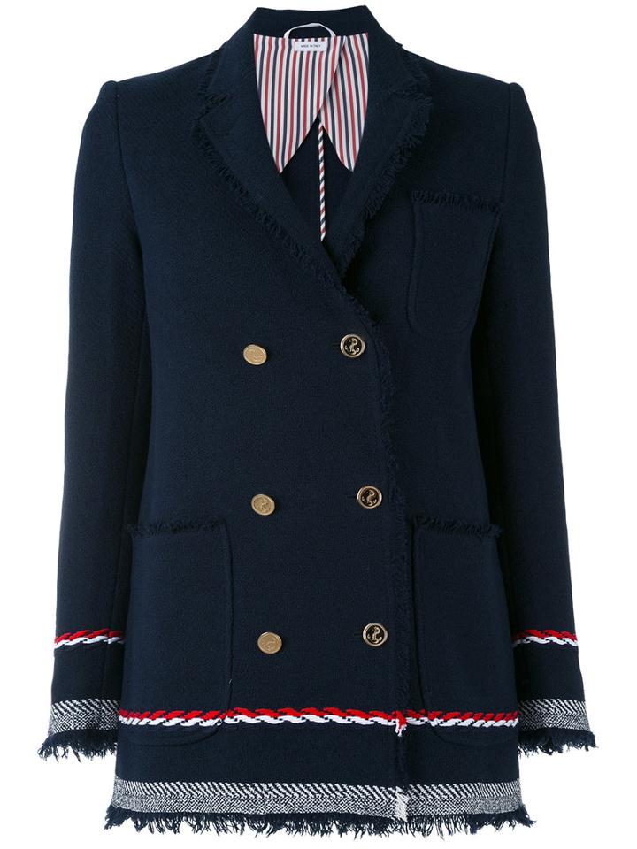 Thom Browne - Double Breasted Blazer - Women - Silk/cotton - 38, Blue, Silk/cotton