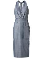 Tufi Duek V-neck Midi Dress - Blue