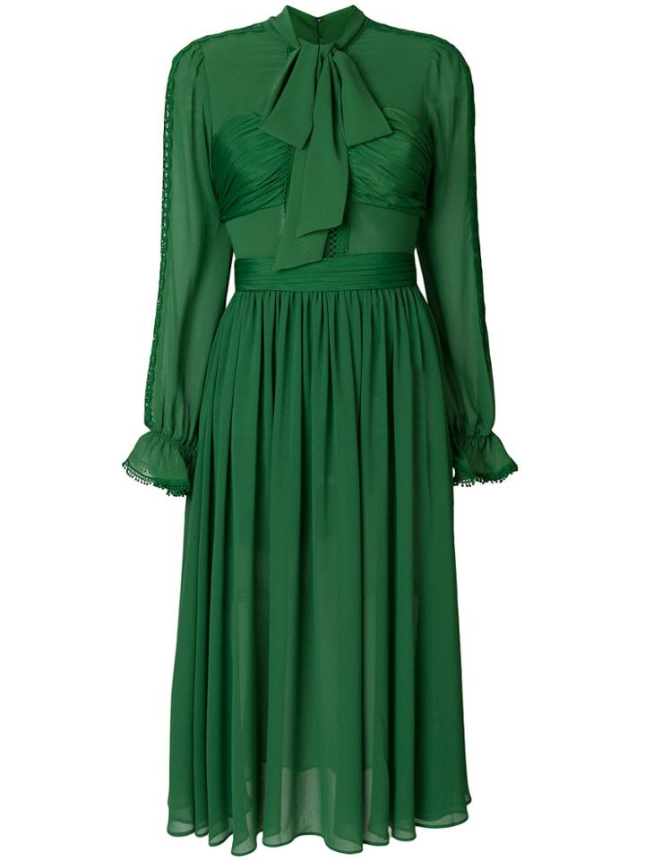 Self-portrait Pussy-bow Shift Dress - Green