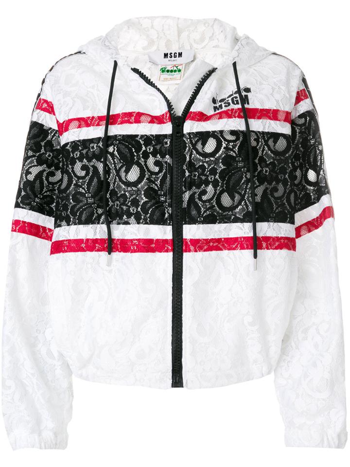 Msgm Msgm X Diadora Lace Hooded Jacket - White