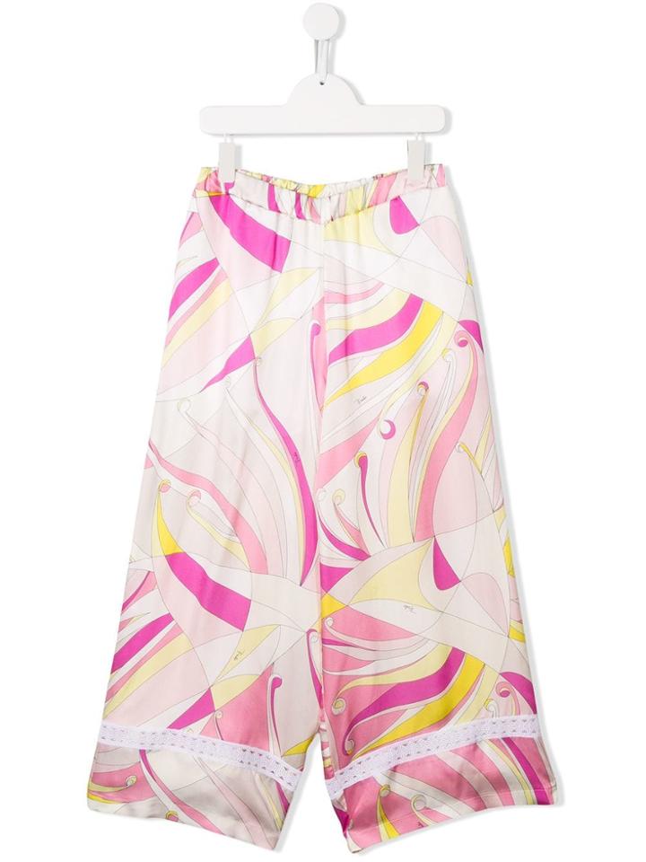 Emilio Pucci Junior Teen Abstract Print Palazzo Pants - Pink