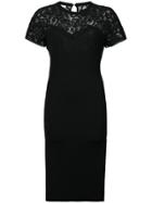 Moschino Lace Trimmed Rib Knit Dress - Black