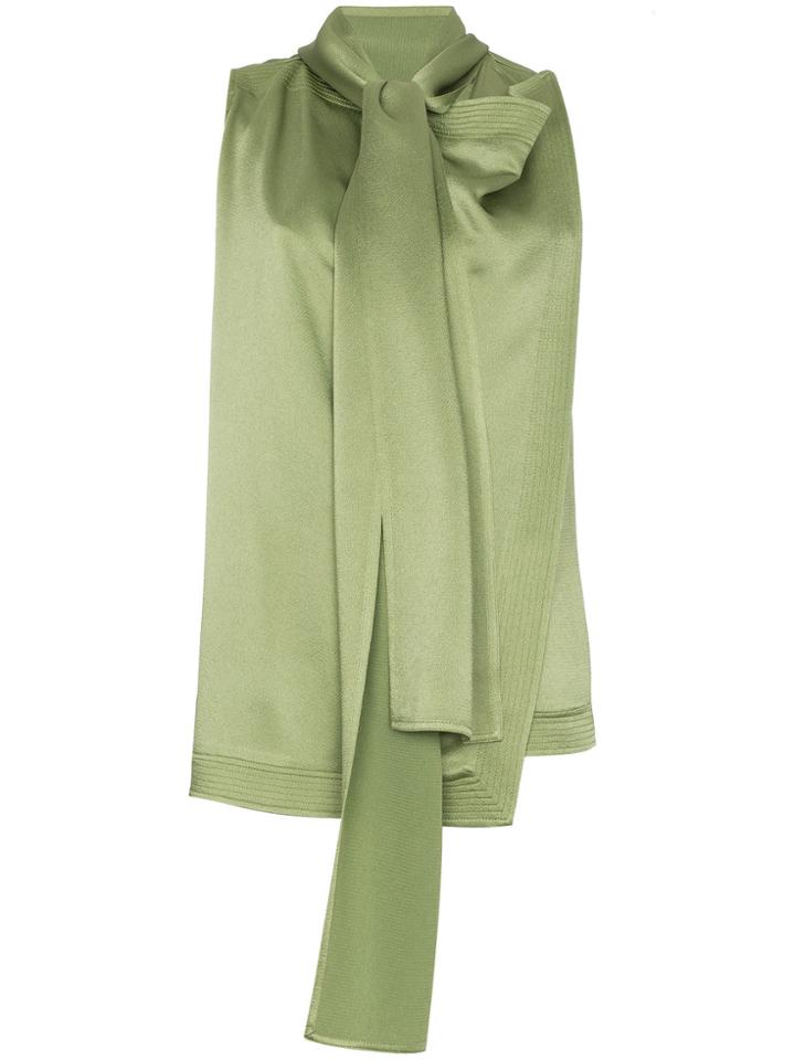 Valentino Satin Pussy Bow Top - Green