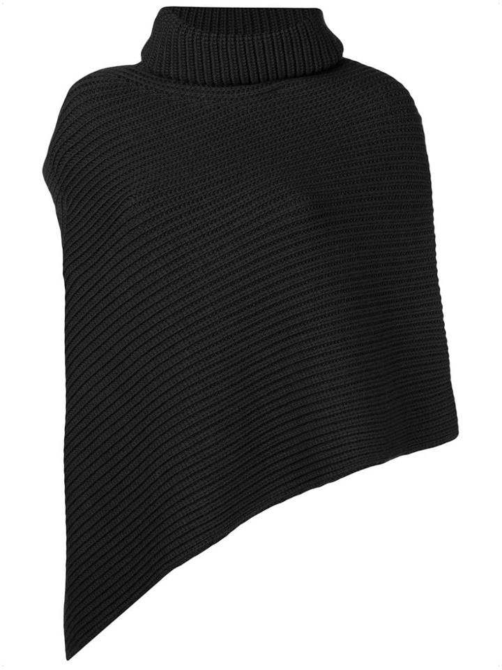 Pringle Of Scotland Ribbed Knit Poncho - Black