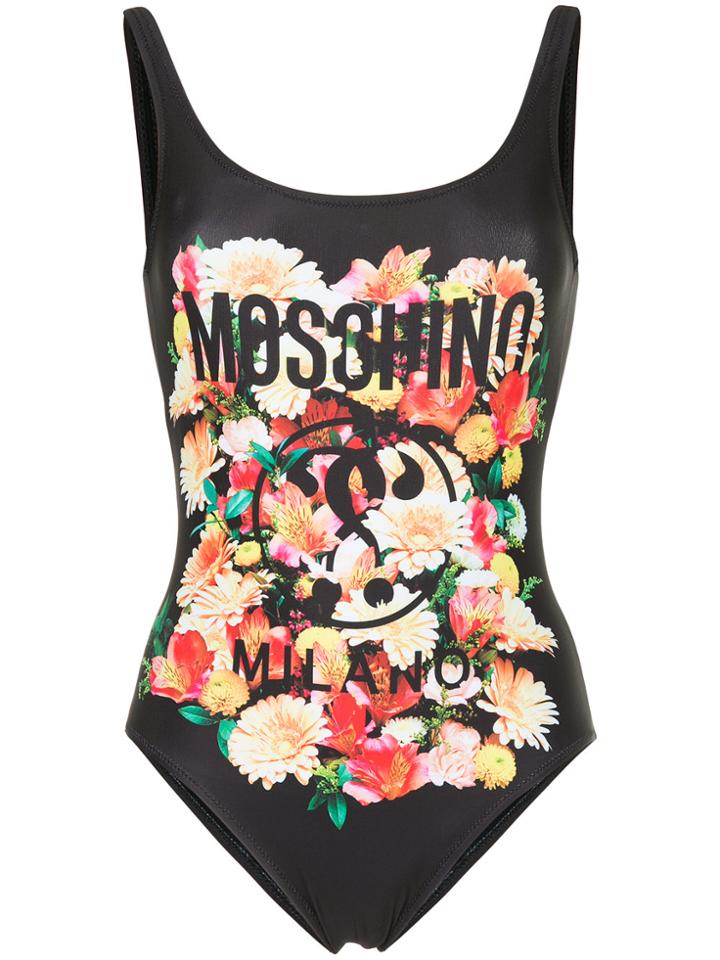Moschino Logo Floral One-piece - Black