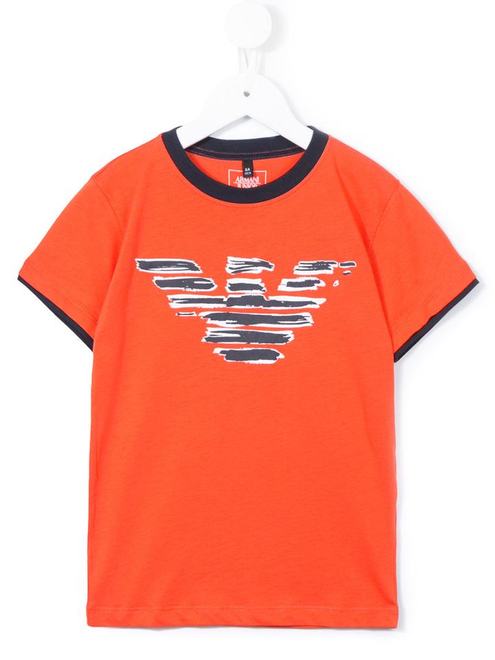 Armani Junior Logo Print T-shirt, Boy's, Size: 10 Yrs, Yellow/orange