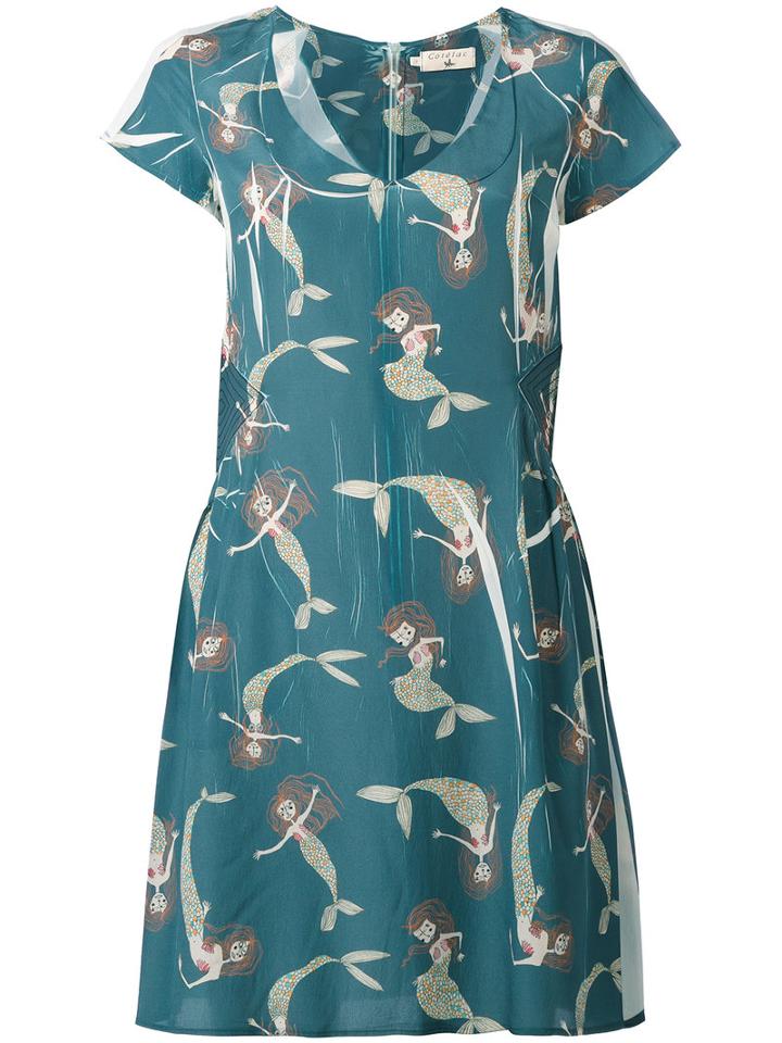 Cotélac - Mermaid Print Dress - Women - Polyester - 1, Blue, Polyester