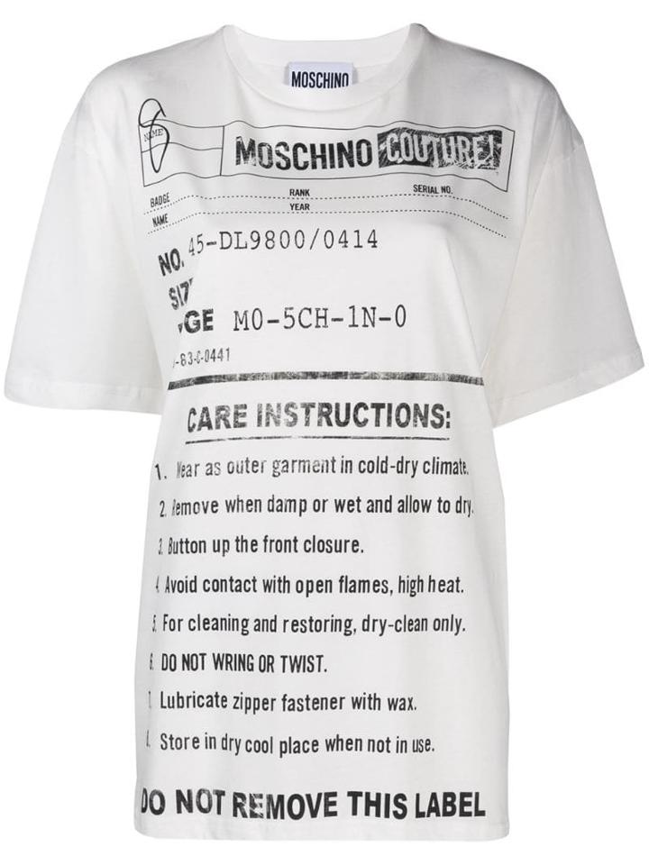 Moschino Army Label Jersey T-shirt - White