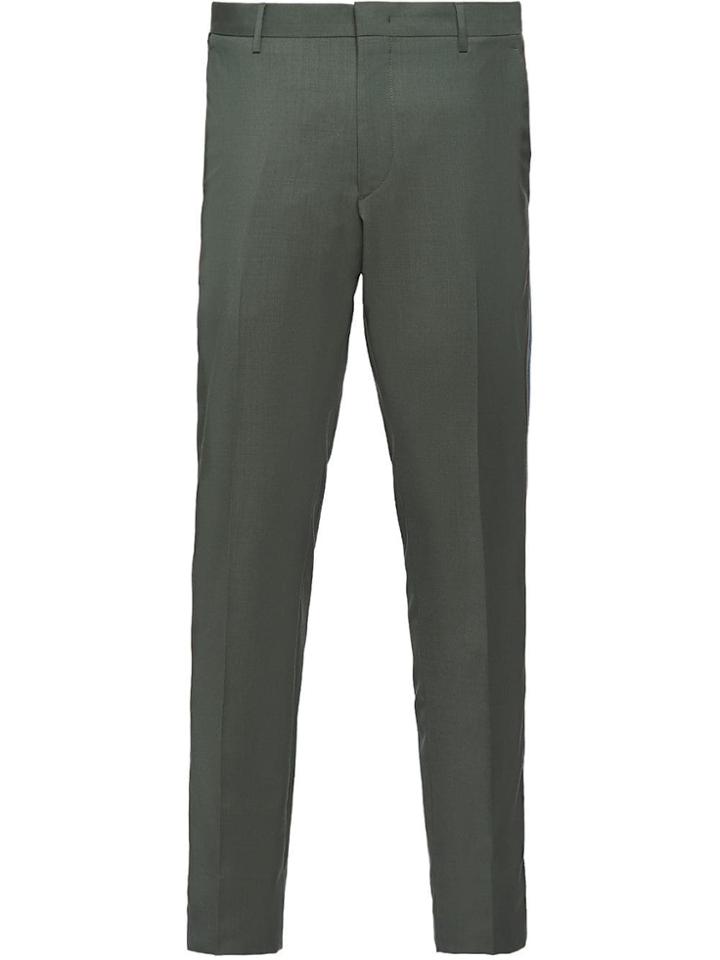 Prada Side Stripe Tailored Trousers - Green