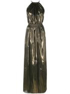 Just Cavalli - Foil Halter Neck Dress - Women - Polyester - 42, Grey, Polyester