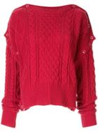 Maison Mihara Yasuhiro Cable Knit Slouchy Sweater - Red