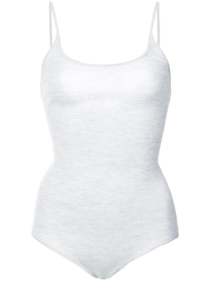 Ulla Johnson Cashmere Ribbed Bodysuit - Grey