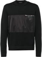 Prada Panelled Zipped Pocket Sweater - Black