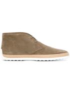 Tod S Braided Trim Desert Boots, Men's, Size: 8.5, Grey, Leather/raffia/rubber