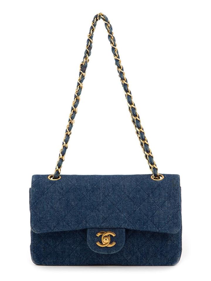 Chanel Vintage Denim Classic Flap Bag, Women's, Blue