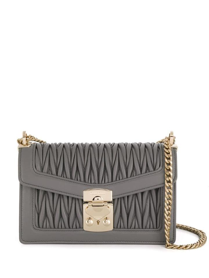 Miu Miu Miu Confidential Matelassé Leather Shoulder Bag - Grey