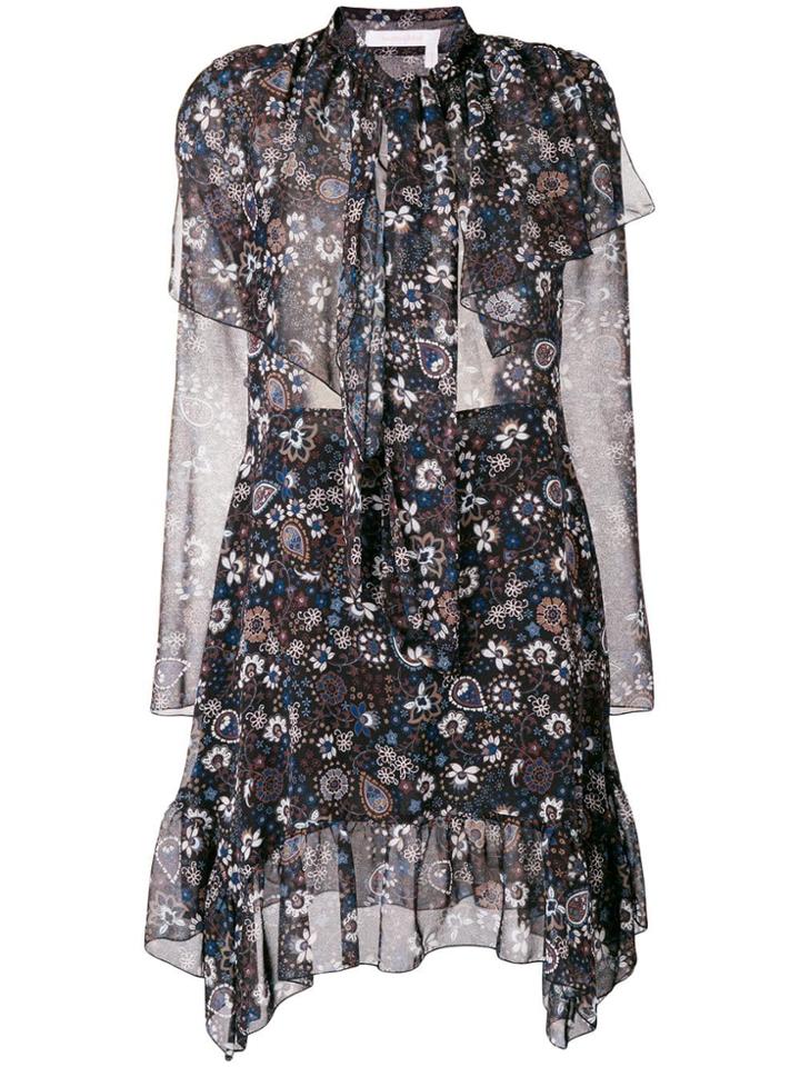 See By Chloé Frilled Longsleeved Dress - Black