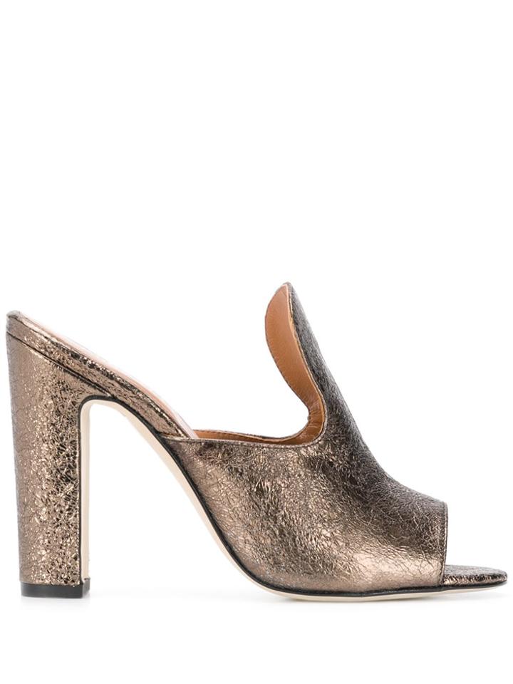 Paris Texas Block Heel Mules - Gold