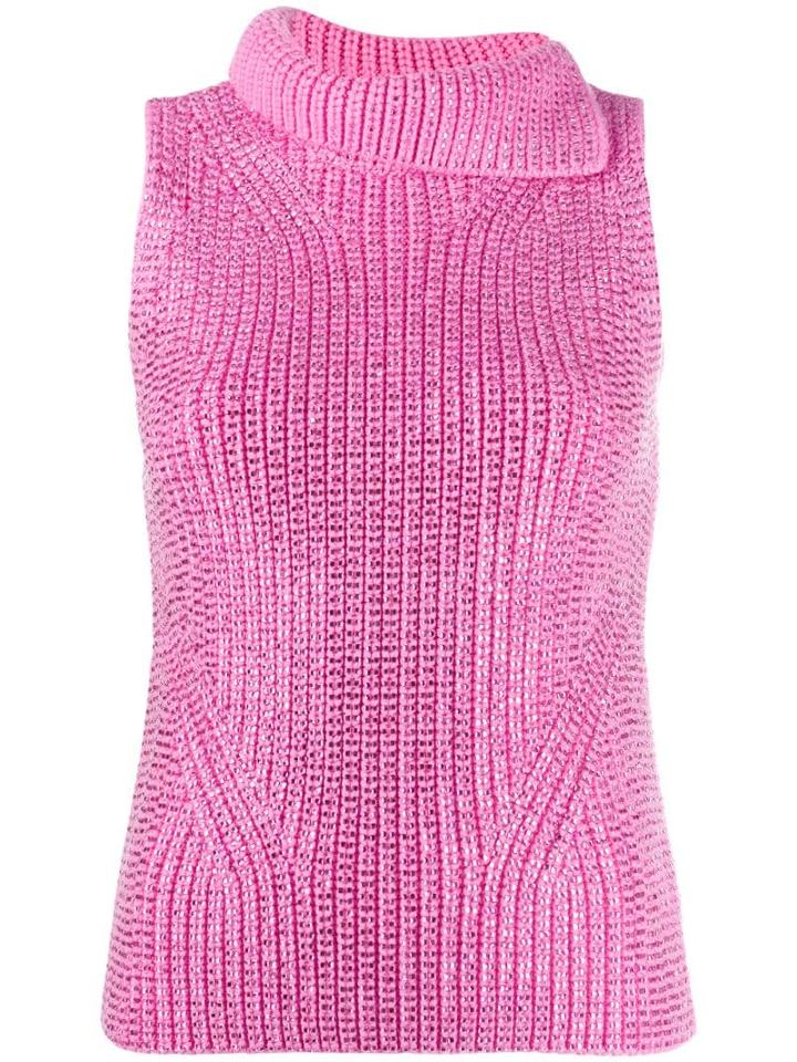 Ermanno Scervino Rhinestone Knit Top - Pink