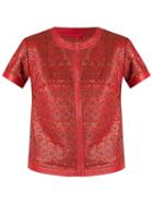 Andrea Bogosian Lace Blouse, Women's, Size: P, Red, Leather