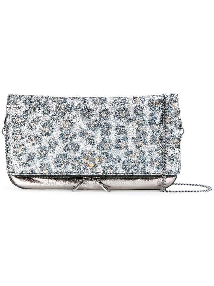 Zadig & Voltaire Leopard Detailed Foldover Crossbody Bag - Metallic